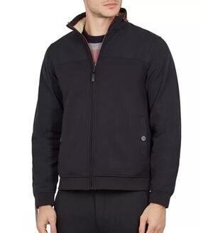 Ted Baker Mens Navy Funnel Neck Faux Shearling Jacket Size 6 2XL Coat NWT